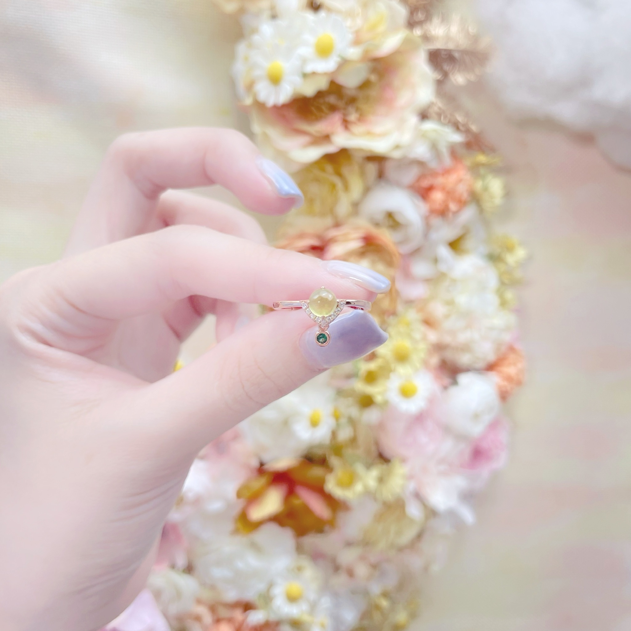 | 925 Silver・Rose Gold・Prehnite  | Little Grapes Ring | RI0426 |
