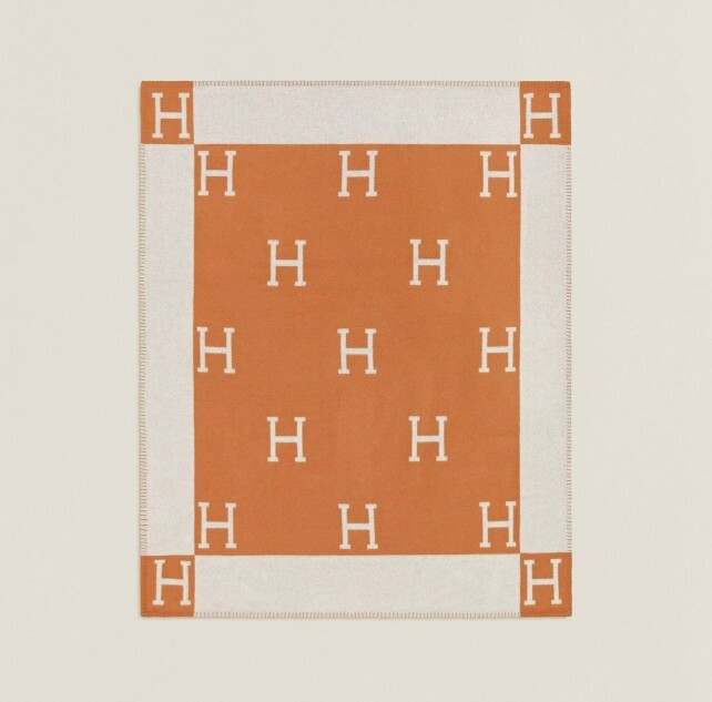 Avalon throw blanket in merinos wool & cashmere 橙色