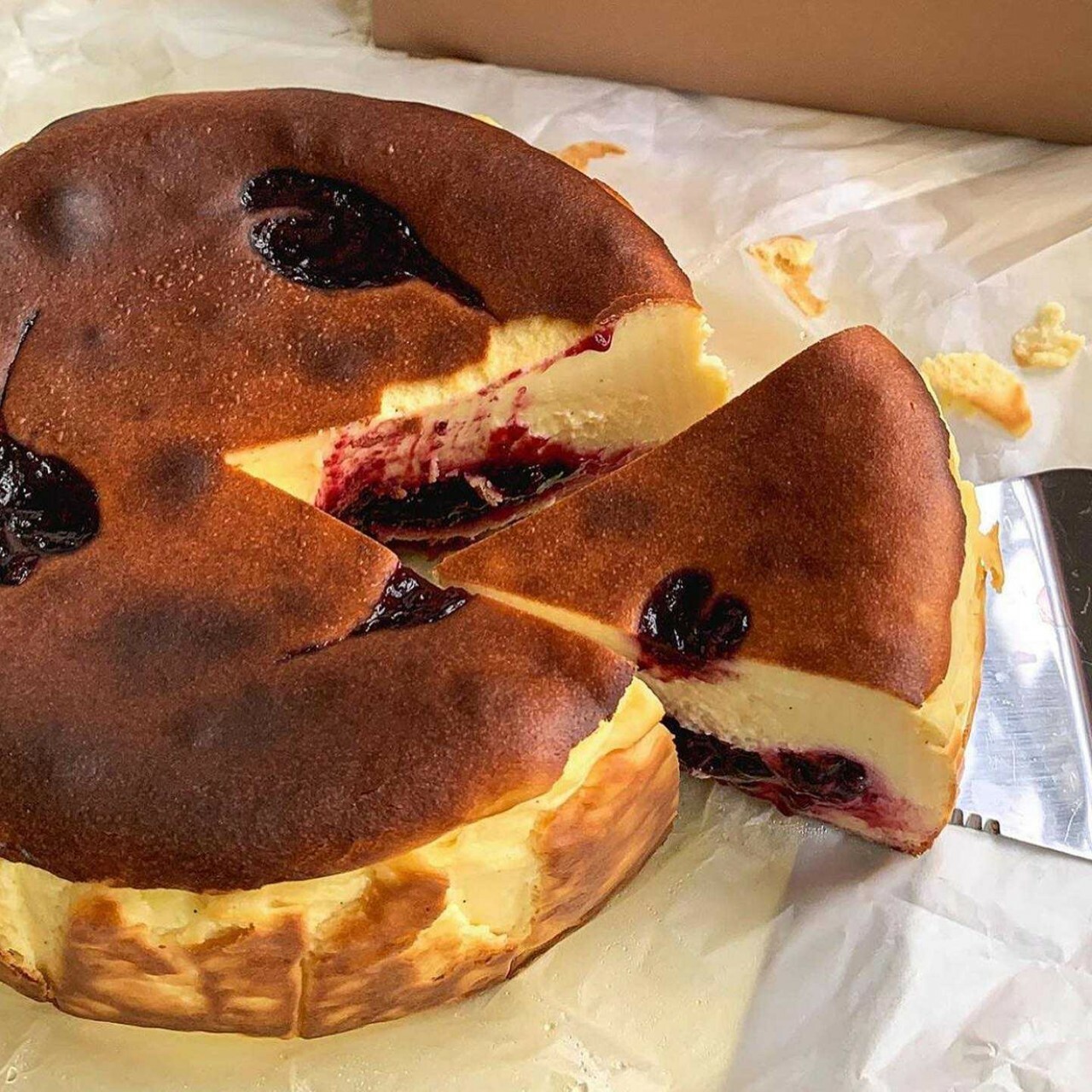 Holiday Pastry Vanilla Mixed Berry Compote Basque Cheesecake