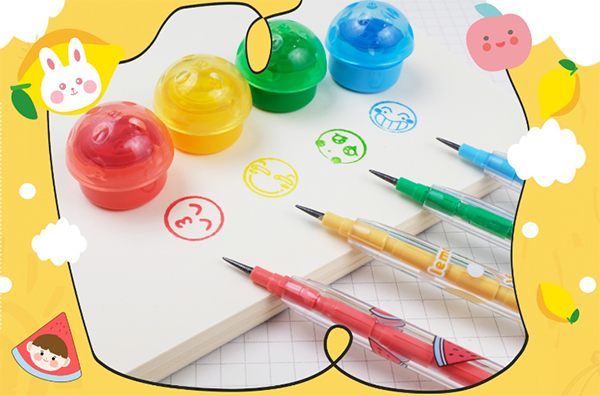 學生積木免削鉛筆帶印章 13132