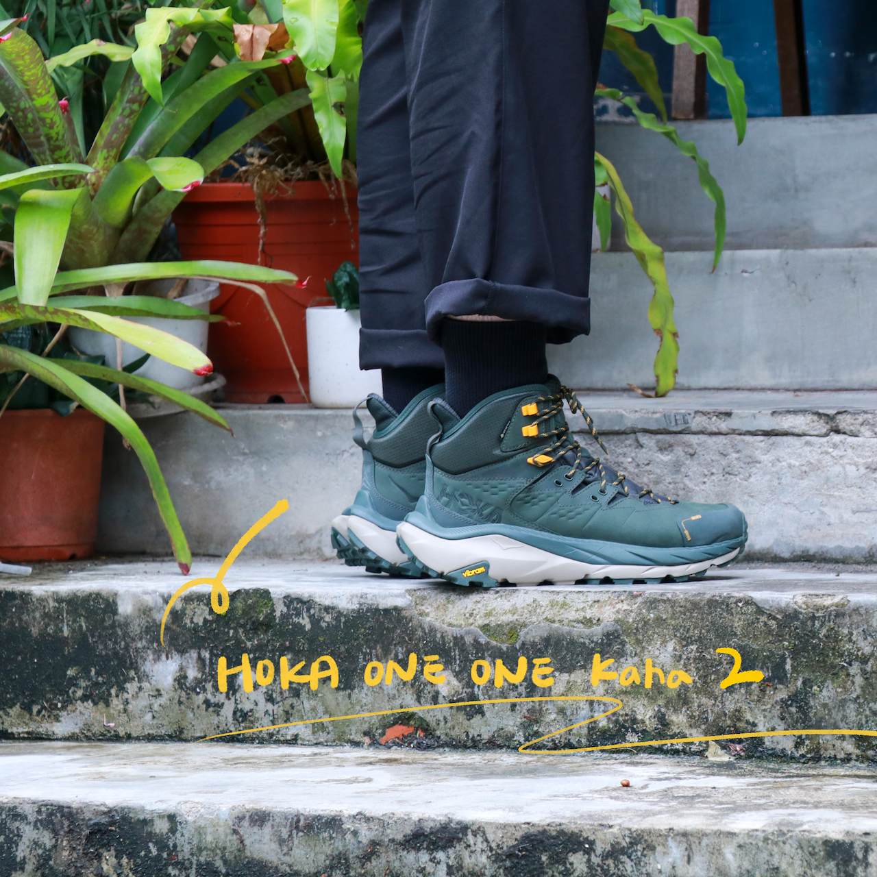 HOKA ONE ONE Kaha 2 男登山鞋墨綠/橘黃