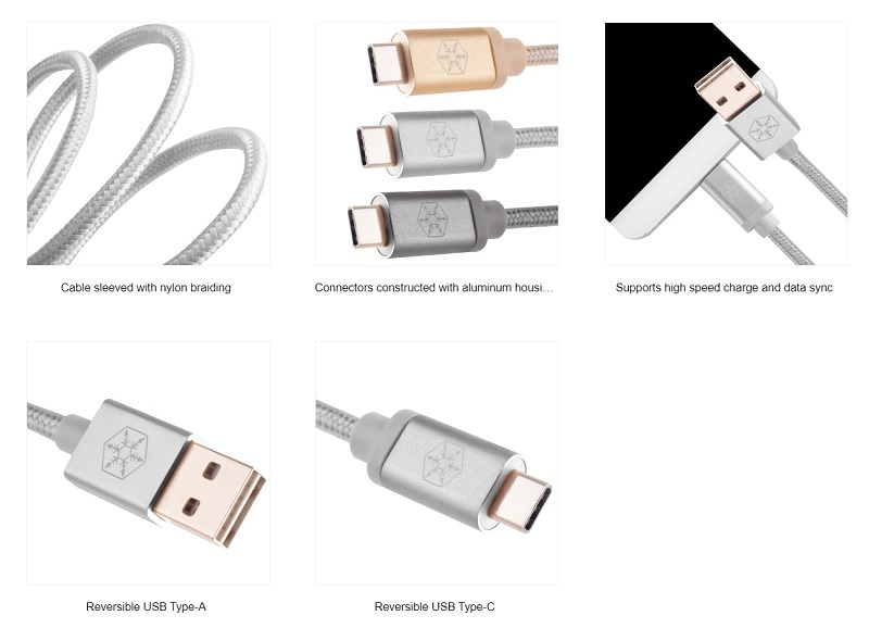 米特3C數位–SilverStone 銀欣 CPU04 銀色 USB轉Type-C 0.5m 傳輸線