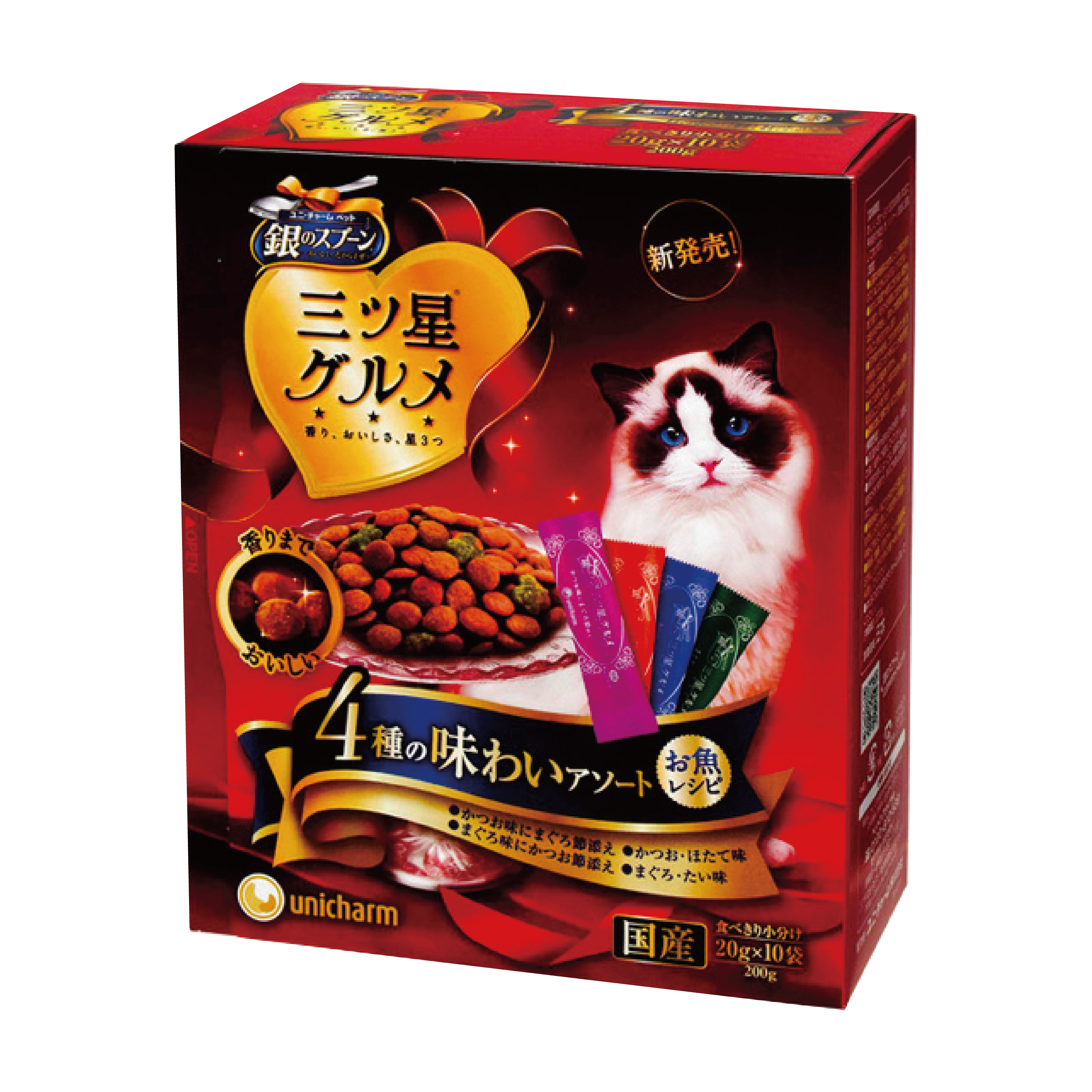 Unicharm｜銀湯匙 三星美食４種魚味餅亁 200g (UIC-1802)