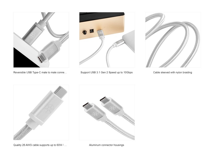 米特3C數位–SilverStone 銀欣 CPU06 深灰USB3.1 Gen 2Type-C 傳輸線/0.5m/1m