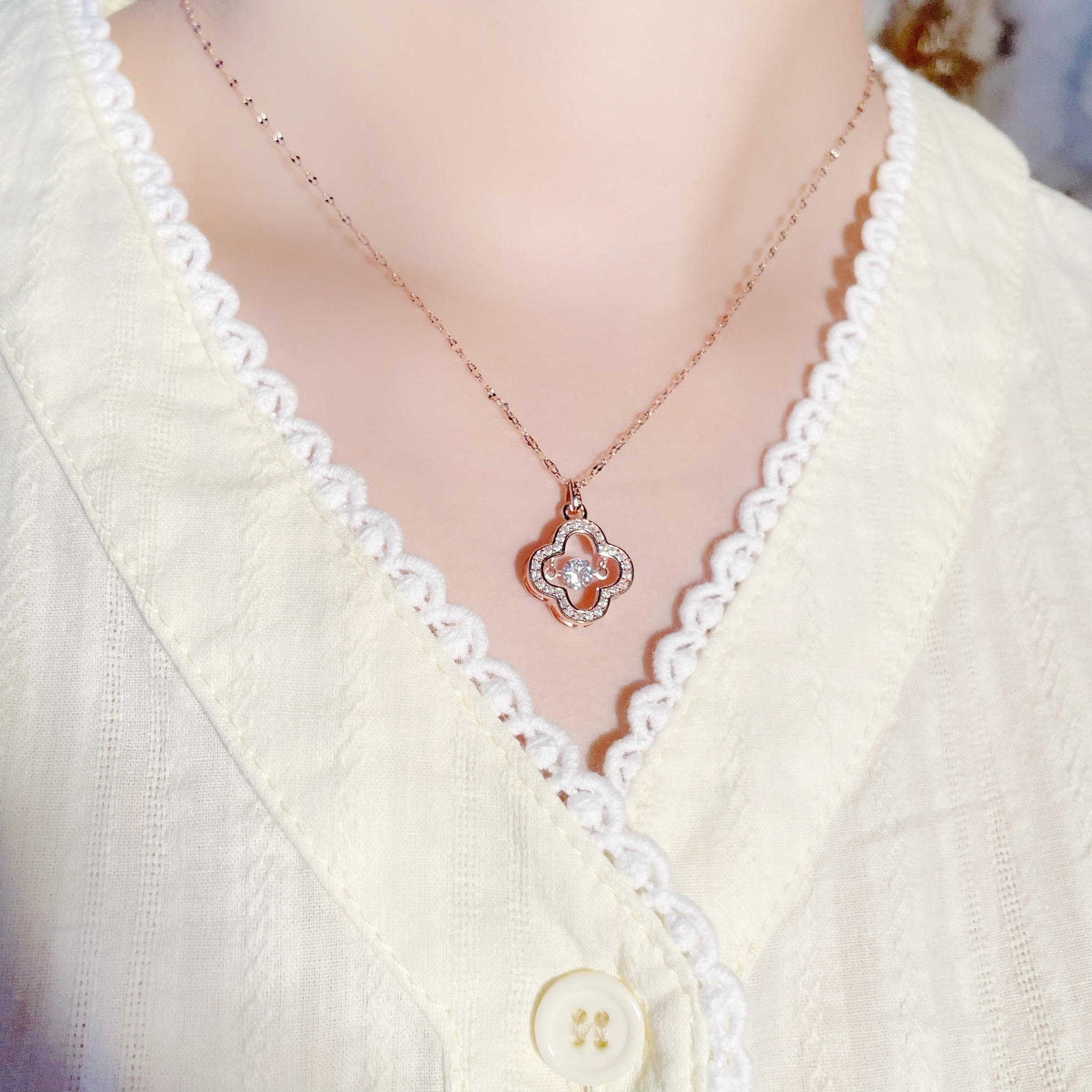 | 925純銀・白金・ 玫瑰金 | 懸浮確幸項鍊 (銀/玫瑰金) | NE0595 |