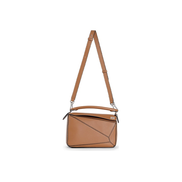 Loewe Puzzle 小號經典小牛皮幾何包 棕