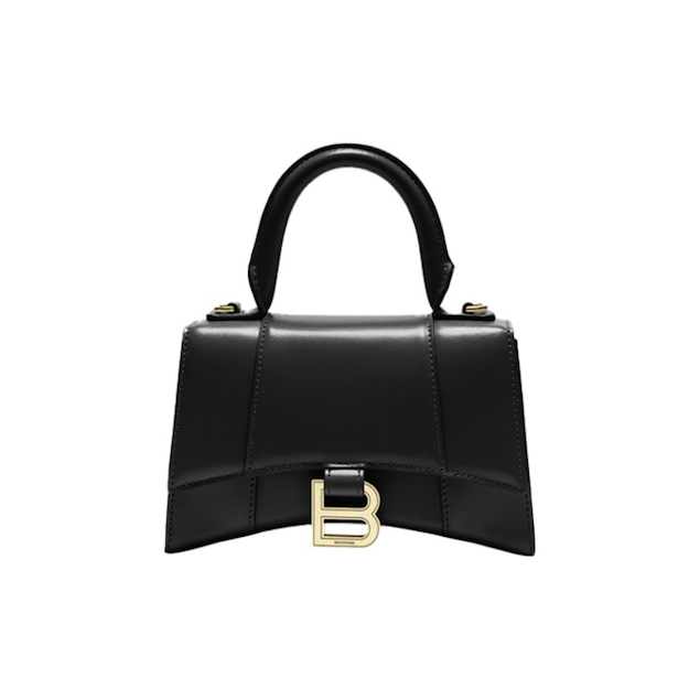 Balenciaga 巴黎世家 光面牛皮沙漏包 黑 XS