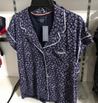 [S] TOMMY HILFIGER PRINTED SHIRT & SHORTS PAJAMA SET,NAVY, R85S553-708 (STH12)