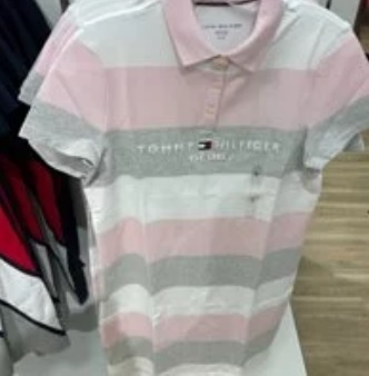 [S] TOMMY HILFIGER RUGBY STRIPE POLO DRESS,PINK MULTI, 76J2420-650 (STH14)