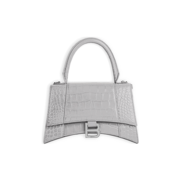 Balenciaga 巴黎世家 鱷魚紋牛皮沙漏包 灰 XS