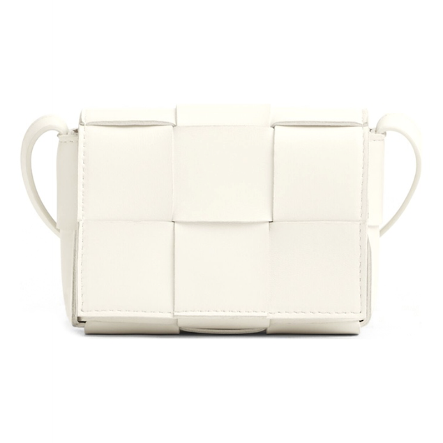 Bottega Veneta  BV Cassette Mini 編織斜跨包 白