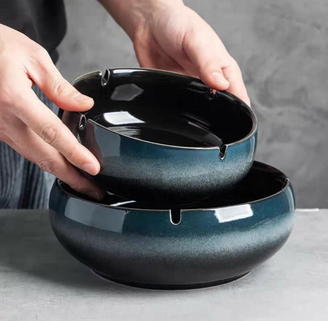 復古中式陶瓷菸灰缸