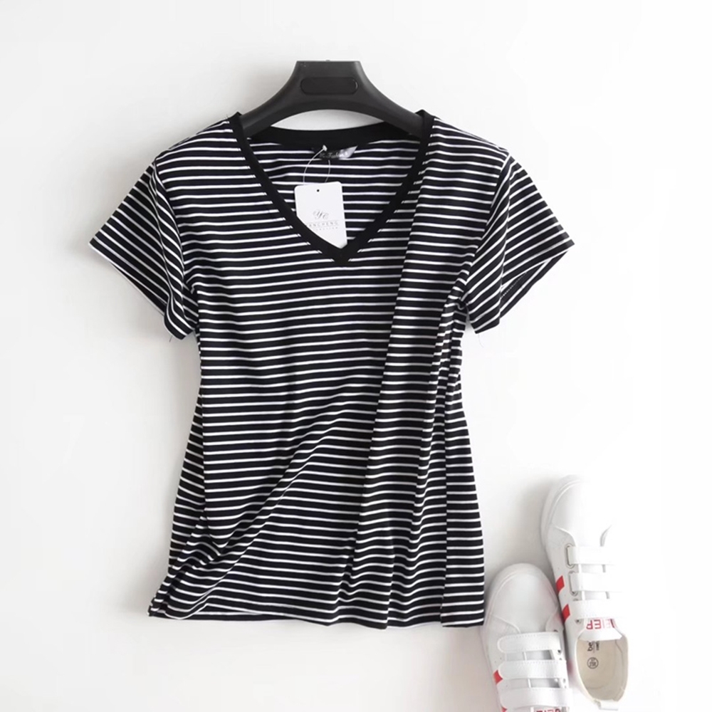 V領短袖柔棉上衣 四色