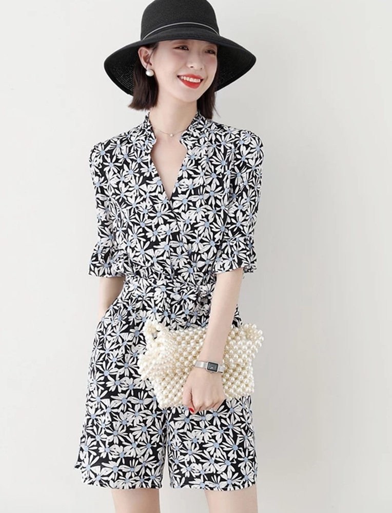 碎花S【零碼出清不退換】含棉綁帶碎花連身褲