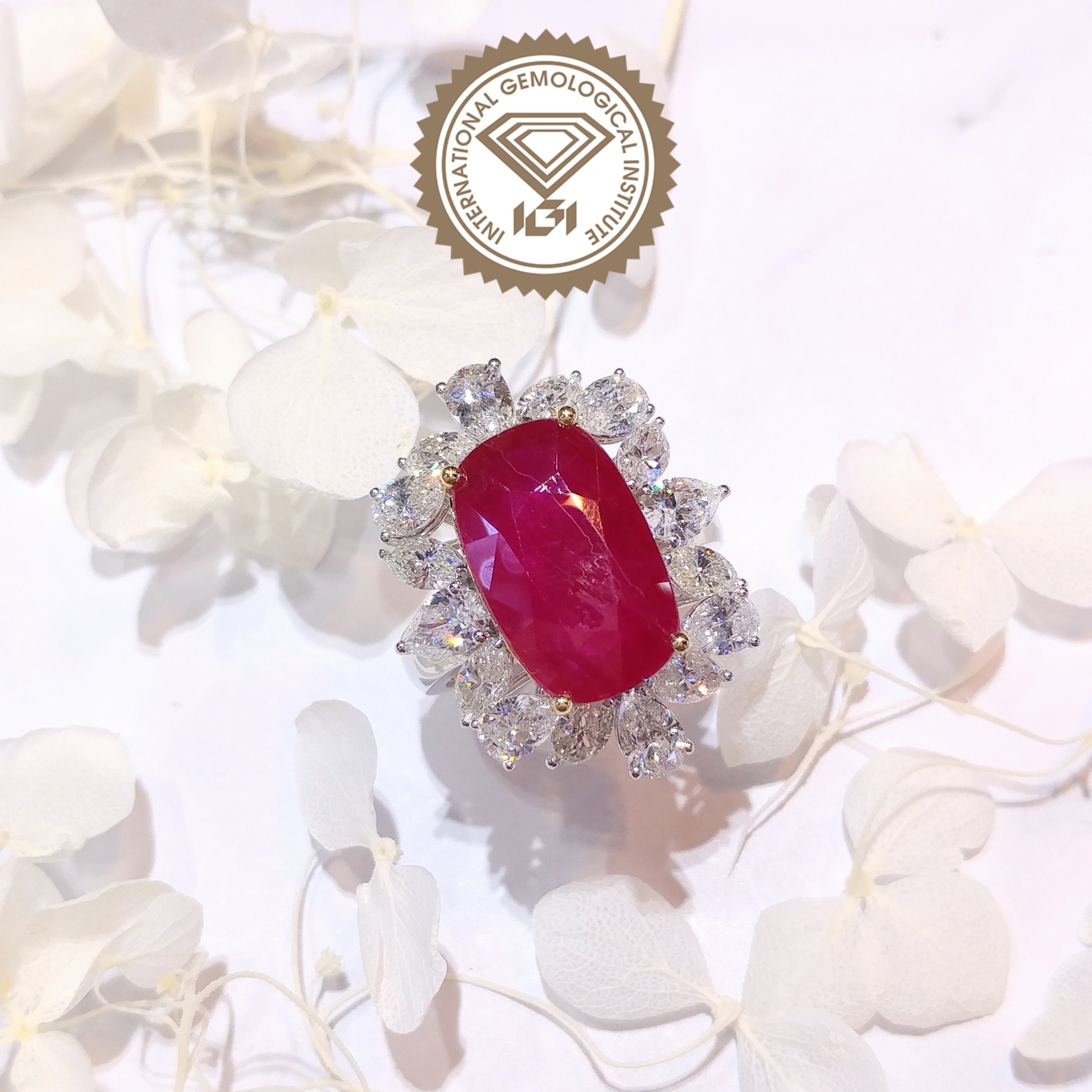 18K Gold 8.75ct Ruby and Diamond Ring