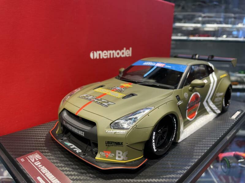 OneModel LB PERFORMANCE R35 GTR 軍綠限量獨家版1/18 (樹酯車)