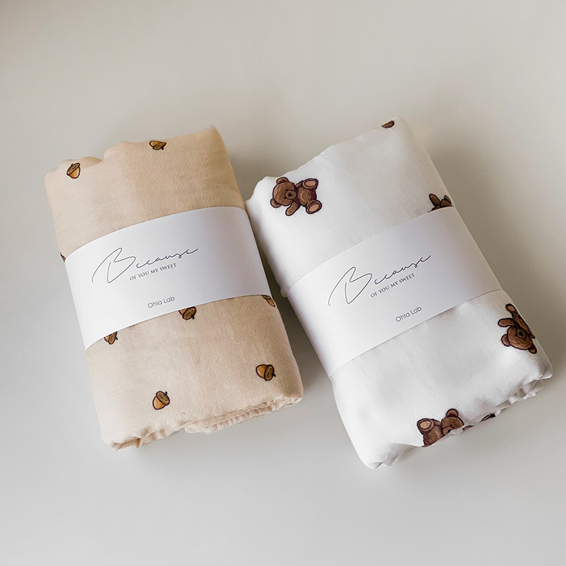 Because原創多功能四重紗布巾-熊熊＆兔兔