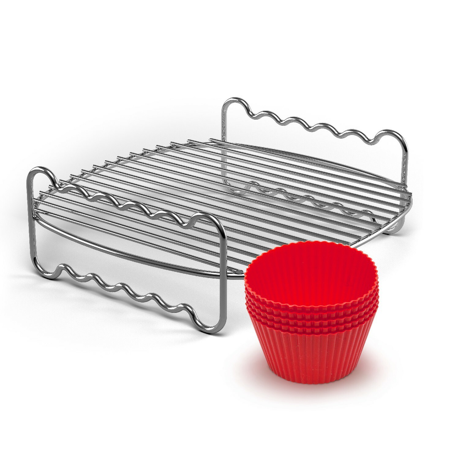 飛利浦 Philips HD9904/01‧健康空氣炸鍋派對套裝‧7 個矽膠鬆餅杯 ,1 個雙層烤架‧香港行貨‧