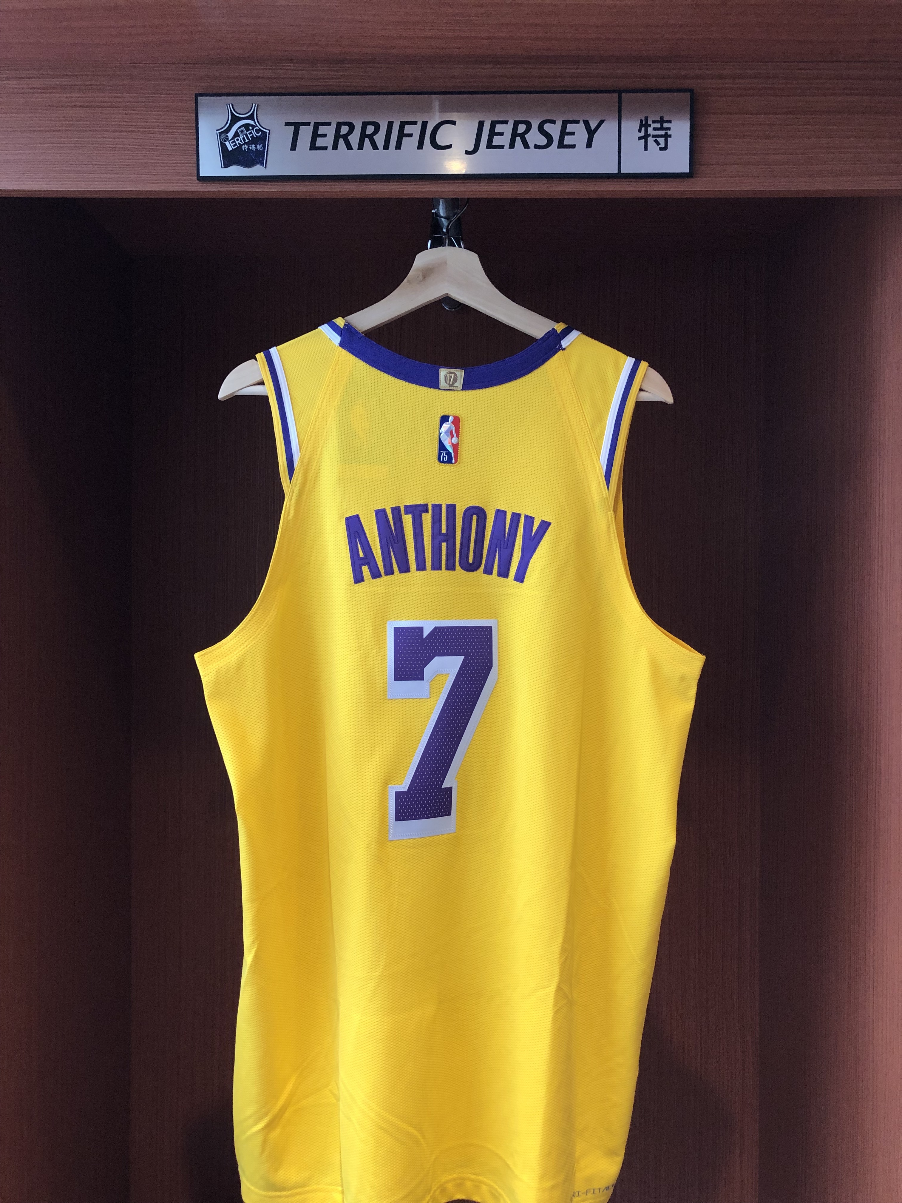 NBA球衣 Carmelo Anthony 洛杉磯湖人黃 75周年 鑽石標 Icon Nike Authentic 球員版 隊名電繡 全新