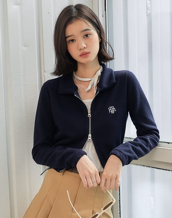 MUAH MUAH Slimfit Knit Zipup Cardigan