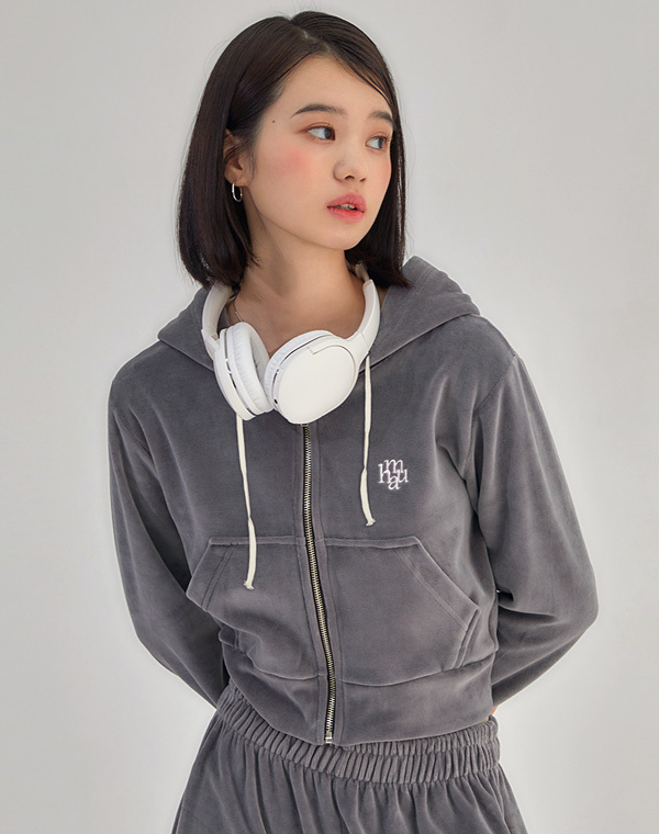 MUAH MUAH Point Velvet Training Hood Zipup