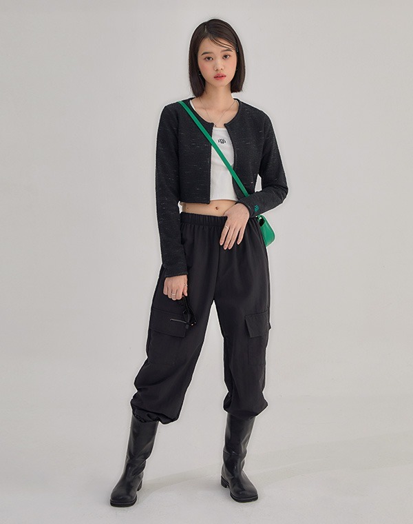 MUAH MUAH Balloon Fit Wide Cargo Banding Pants