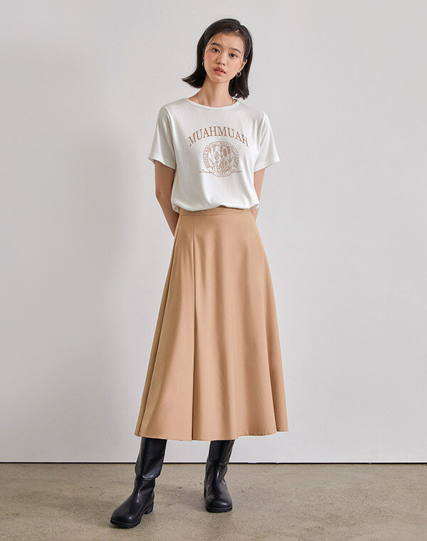 MUAH MUAH Natural Flare Long Skirt