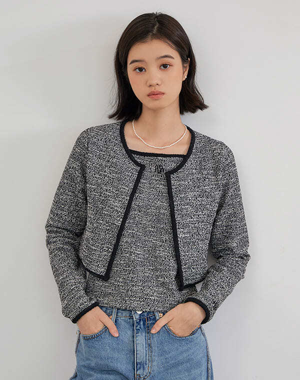 MUAH MUAH Signature Logo Point Tweed Set