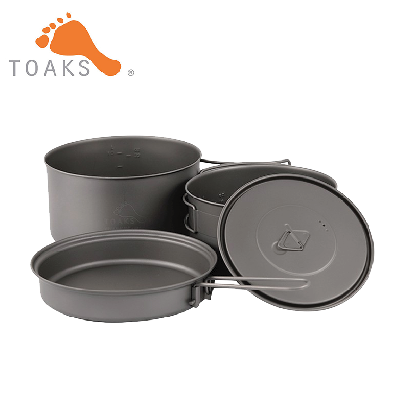 TOAKS Titanium 1350ml+900ml 純鈦套鍋煎盤組 煎鍋/鍋具/環保/登山/露營51CZTB1350