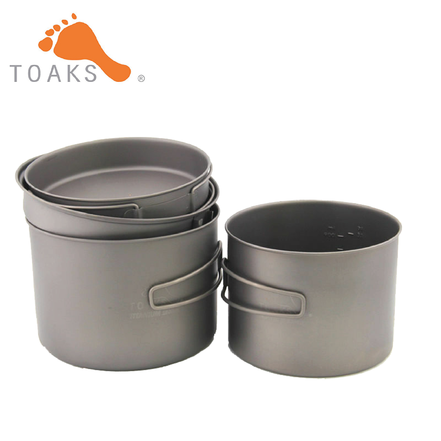 TOAKS Titanium 1600ml+1300ml 純鈦四件式套鍋煎盤組 煎鍋/登山/露營 51CZTB1600