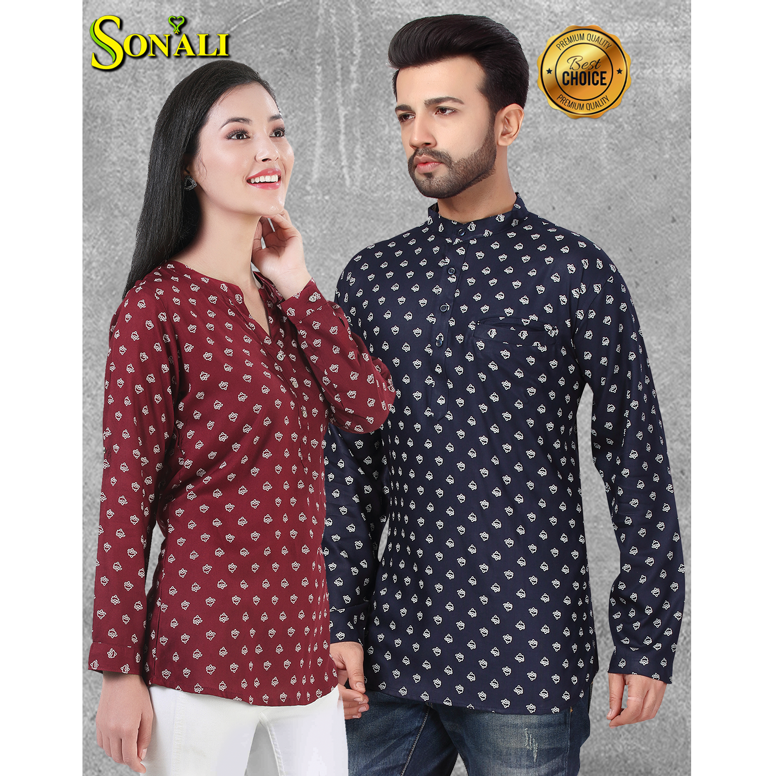 Sonali Premier Quality Couples Collections Men Shirt Women Top Baju Atasan Lelaki Baju Wanita Q1573/Q1574/Q1575/Q1576