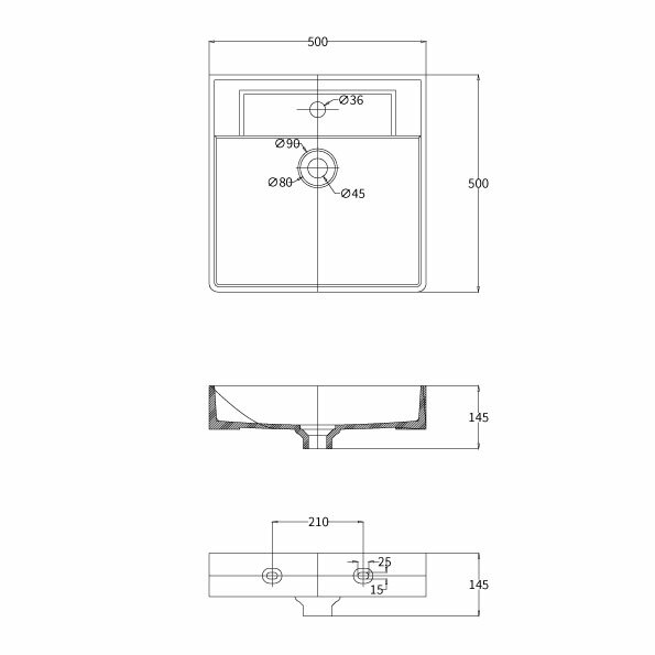 一體瓷盆面盆 | CAE-LF5380