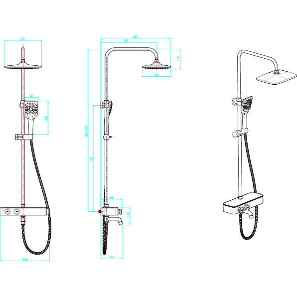 方形置物恆溫蓮蓬頭 | CAE-S788C