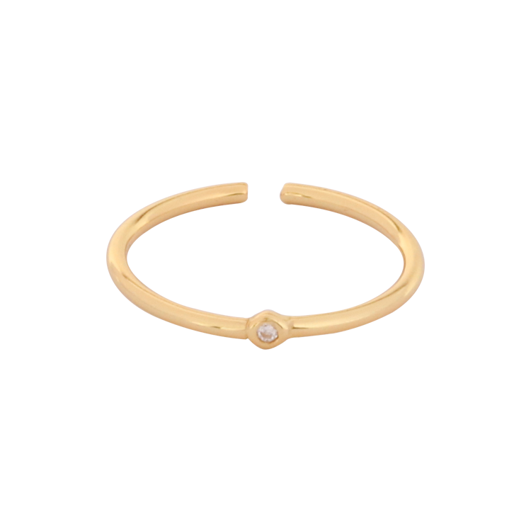 純銀戒指，女士戒指 極簡鑲鑽線條；纖細而耀眼的光芒（2777金色）