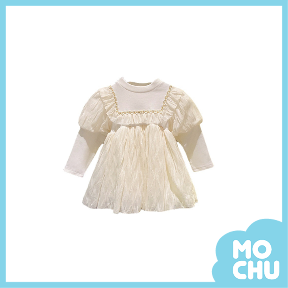 刺繡方領長袖連衣裙(兩色)