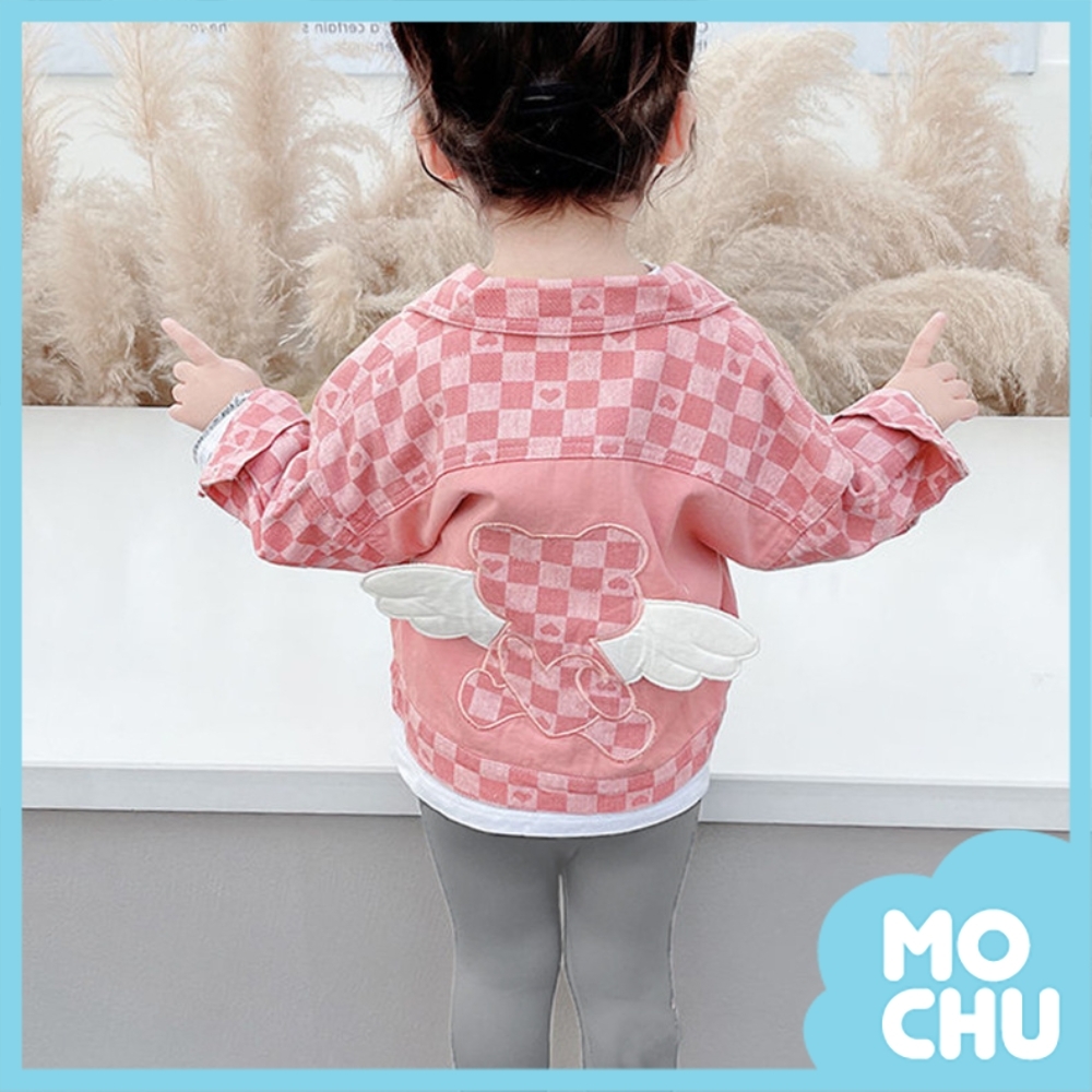 小熊翅膀方格牛仔外套(兩色)