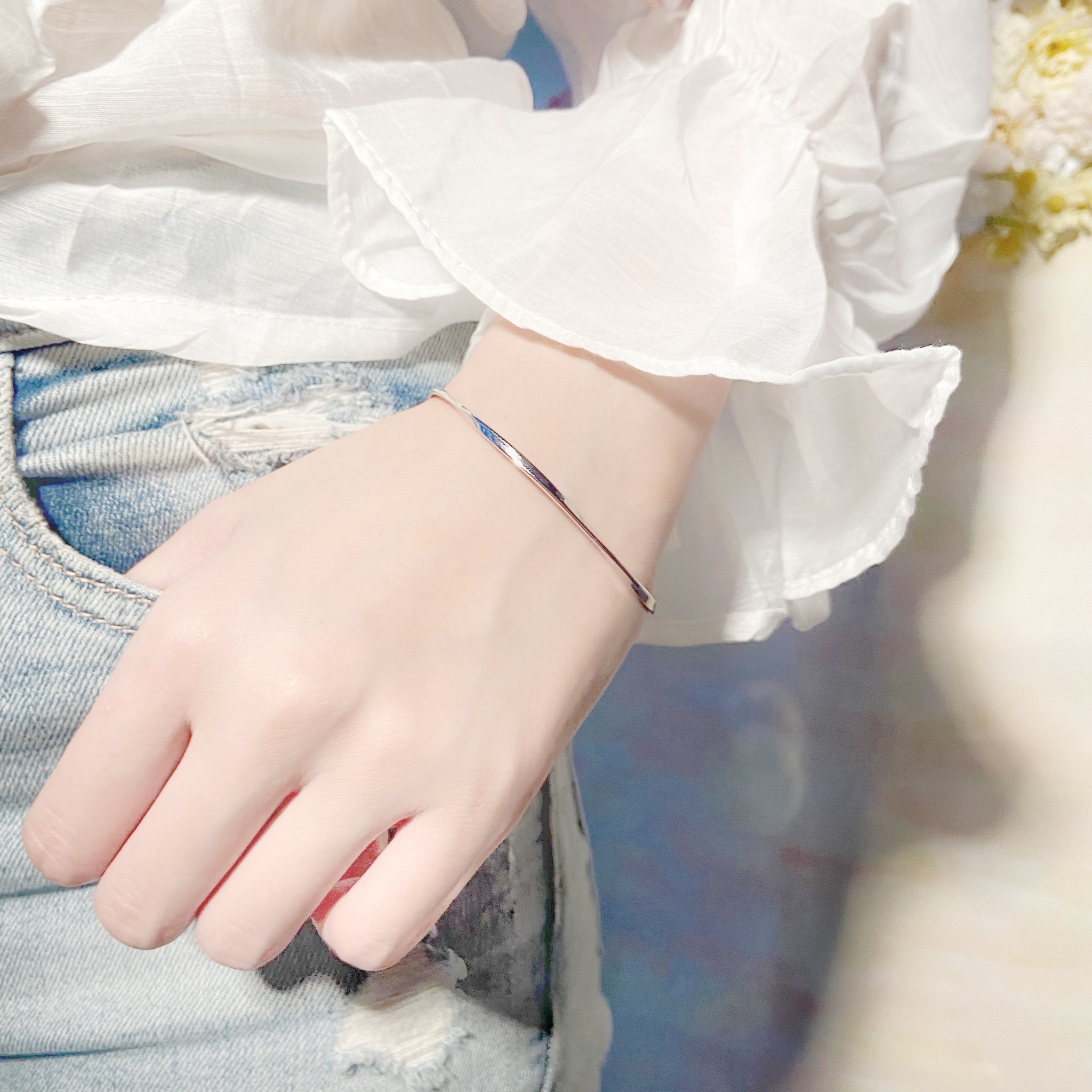 | 925 Silver・White Gold・14k Gold | French Style Twist Bracelet（Silver / Rose Gold） | BR0683 |