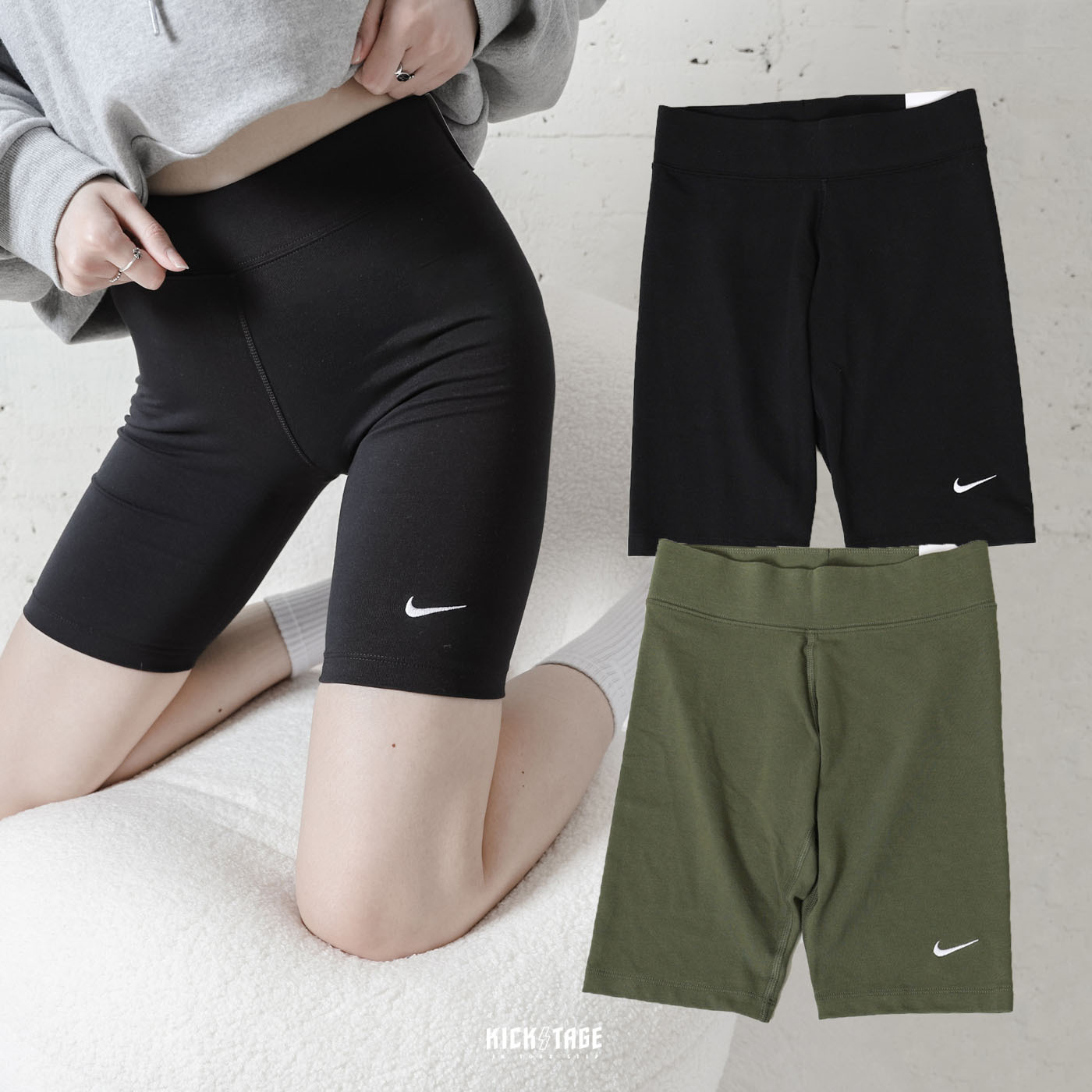 **特價商品售出不退換**女款 NIKE ONE 7 SHORT 黑色 軍綠色 五分 刺繡小勾 彈性 高腰 馬褲 緊身褲 內搭褲 單車褲【CZ8527-010】817sa