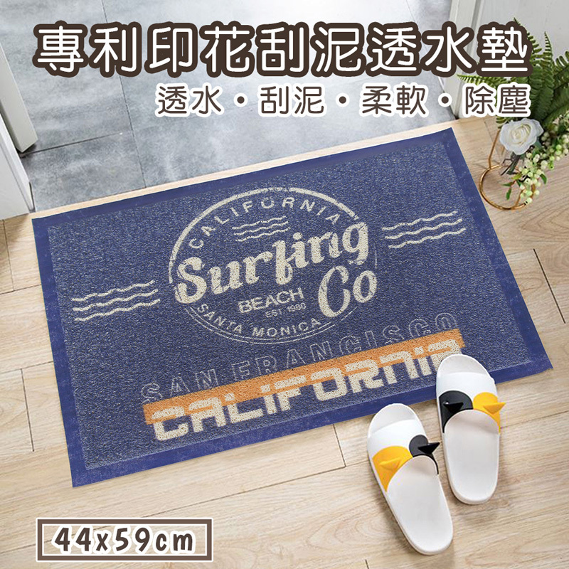 專利印花刮泥透水踏墊(44x59cm)_經典藍