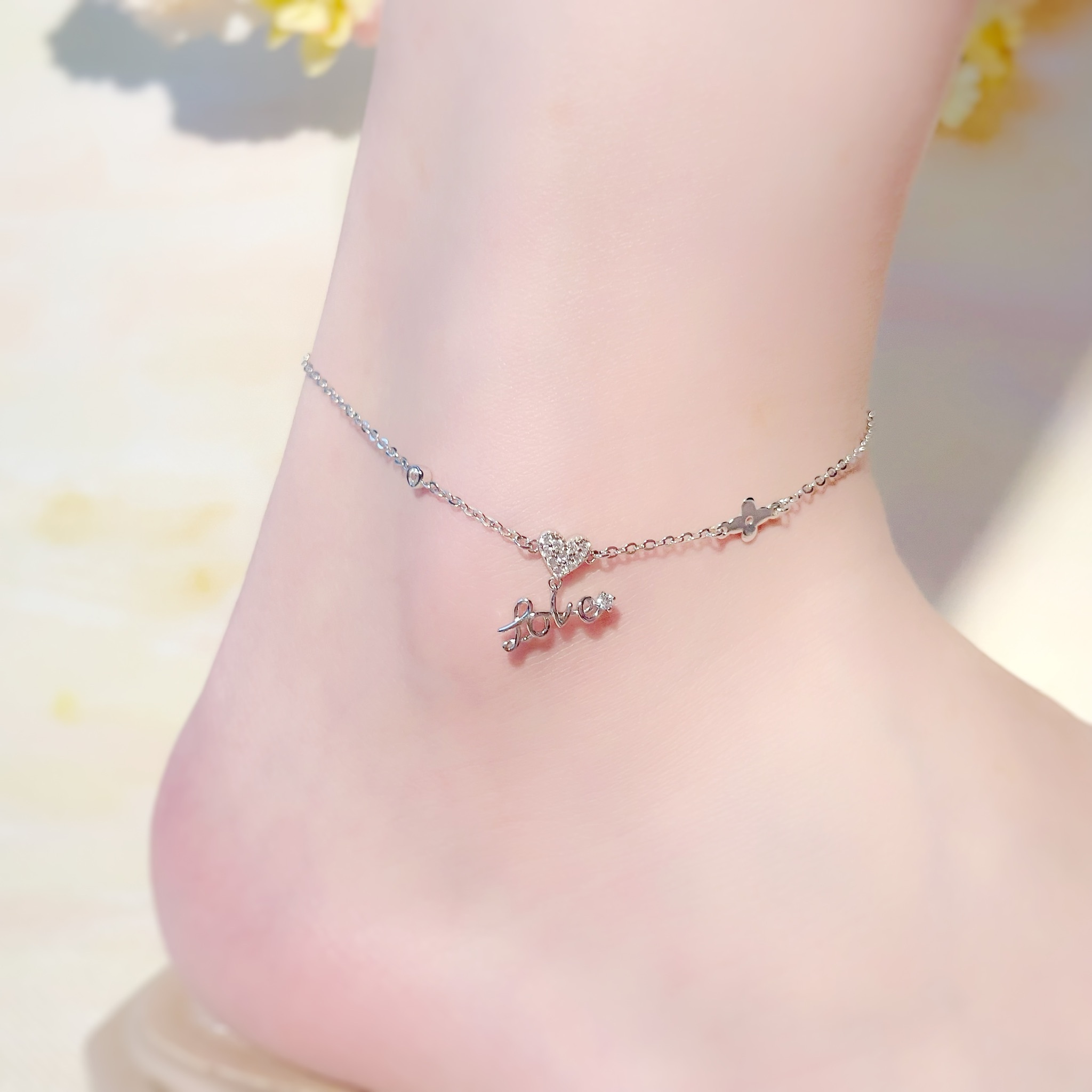 | 925 Silver・ White Gold | Handwritten Letter  Anklet | AN0061 |