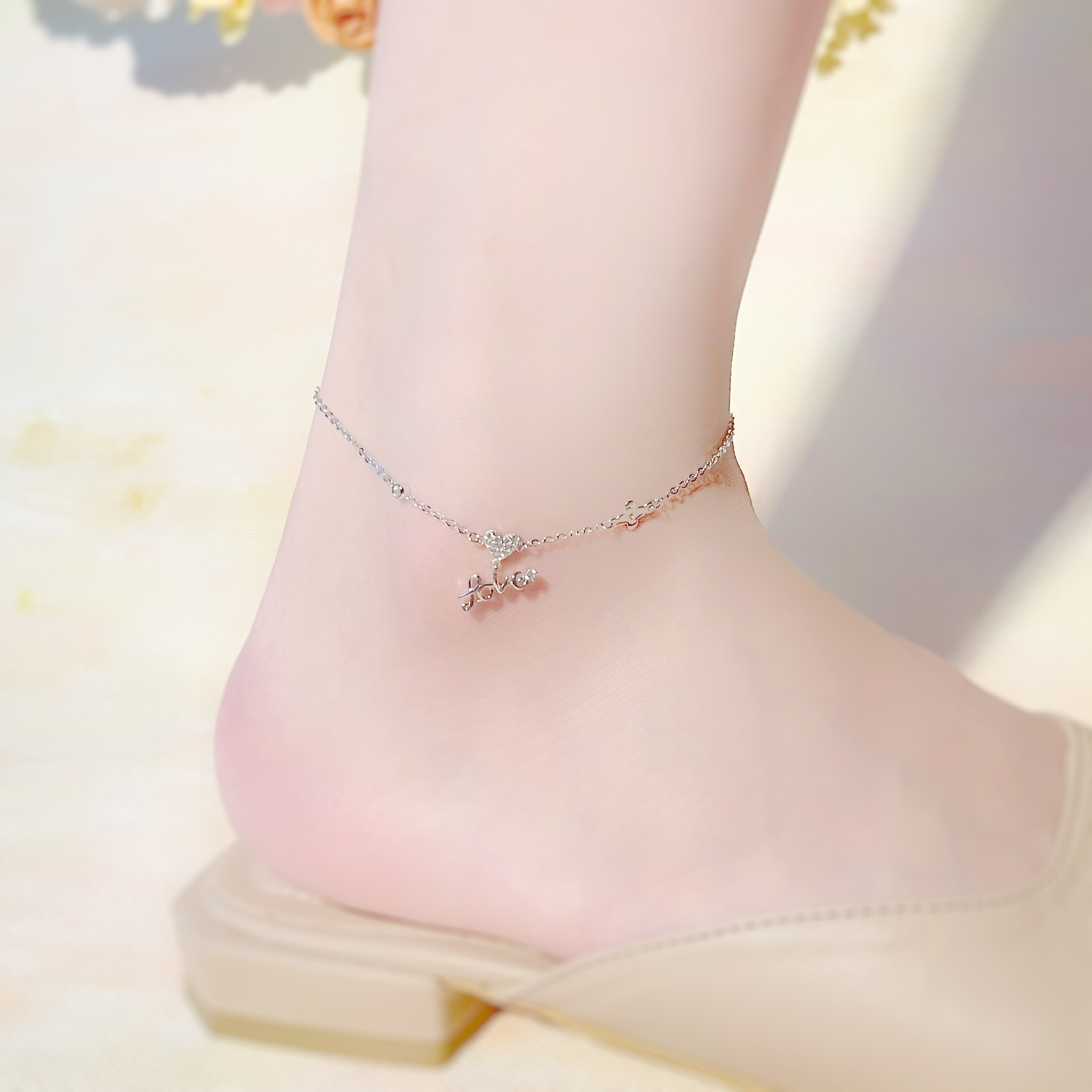 | 925 Silver・ White Gold | Handwritten Letter  Anklet | AN0061 |