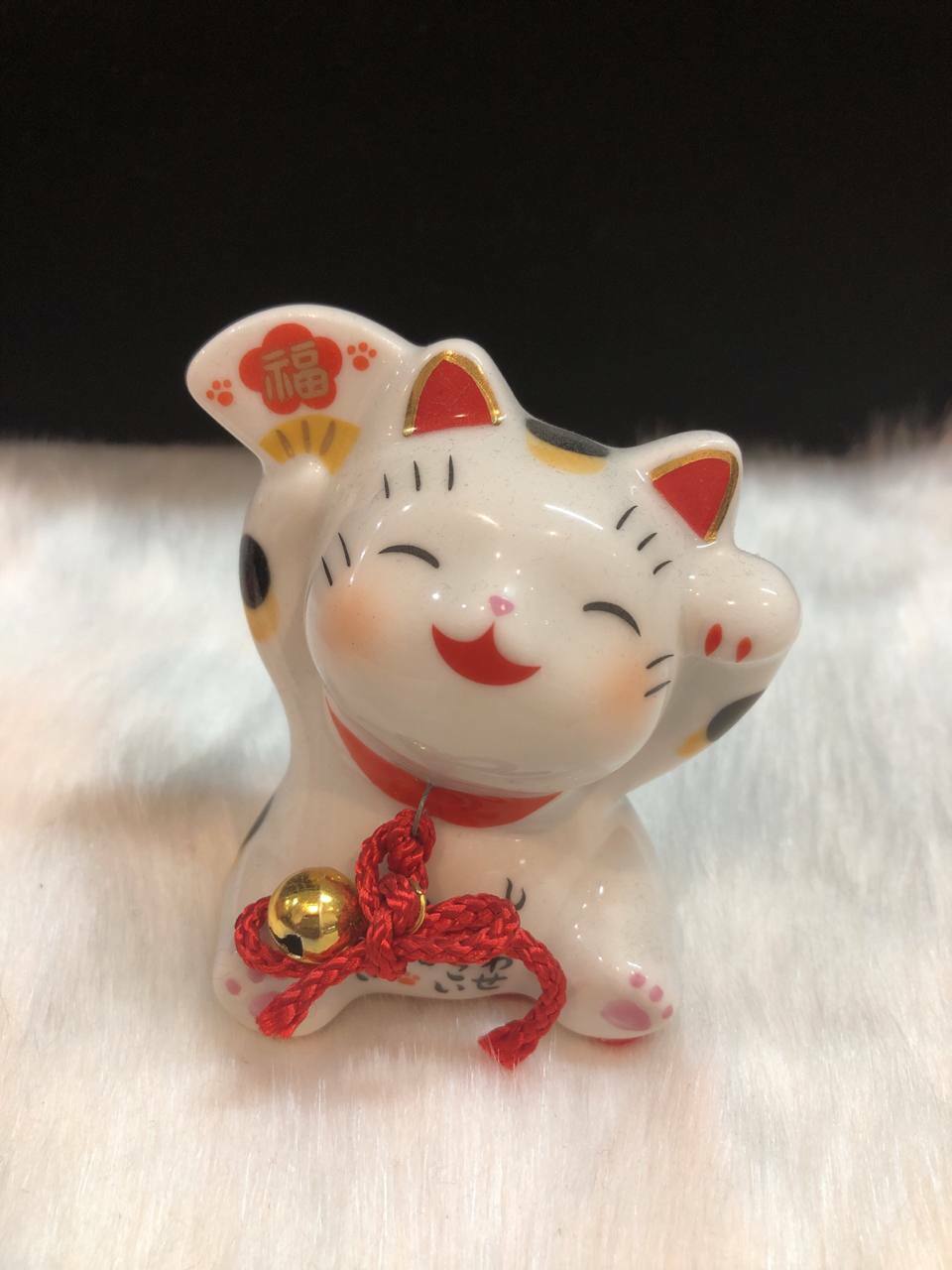 [S] FORTUNE CAT WITH WHITE FAN, SZZ37 (SZZ37)