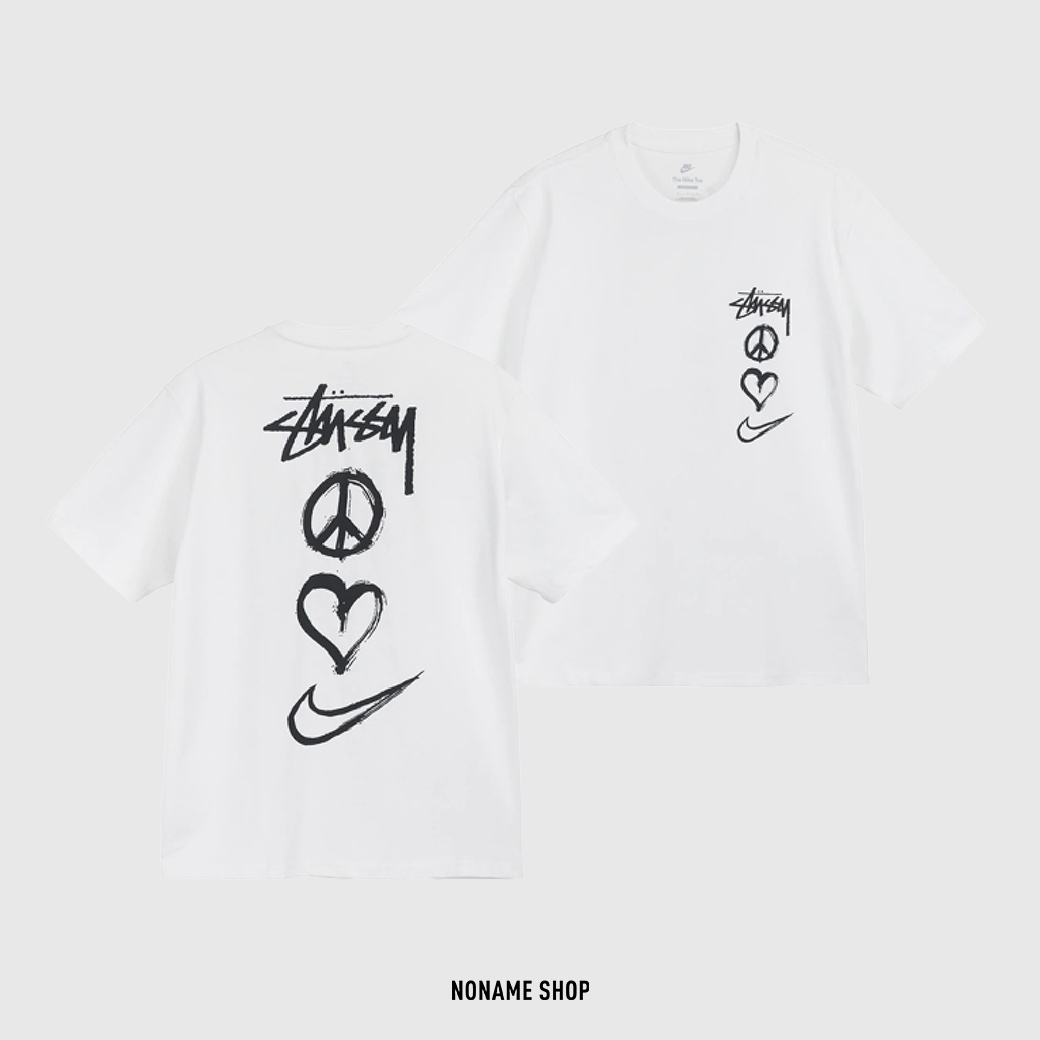 NIKE STUSSY PEACE LOVE SWOOSH TEE 聯名愛與和平白色