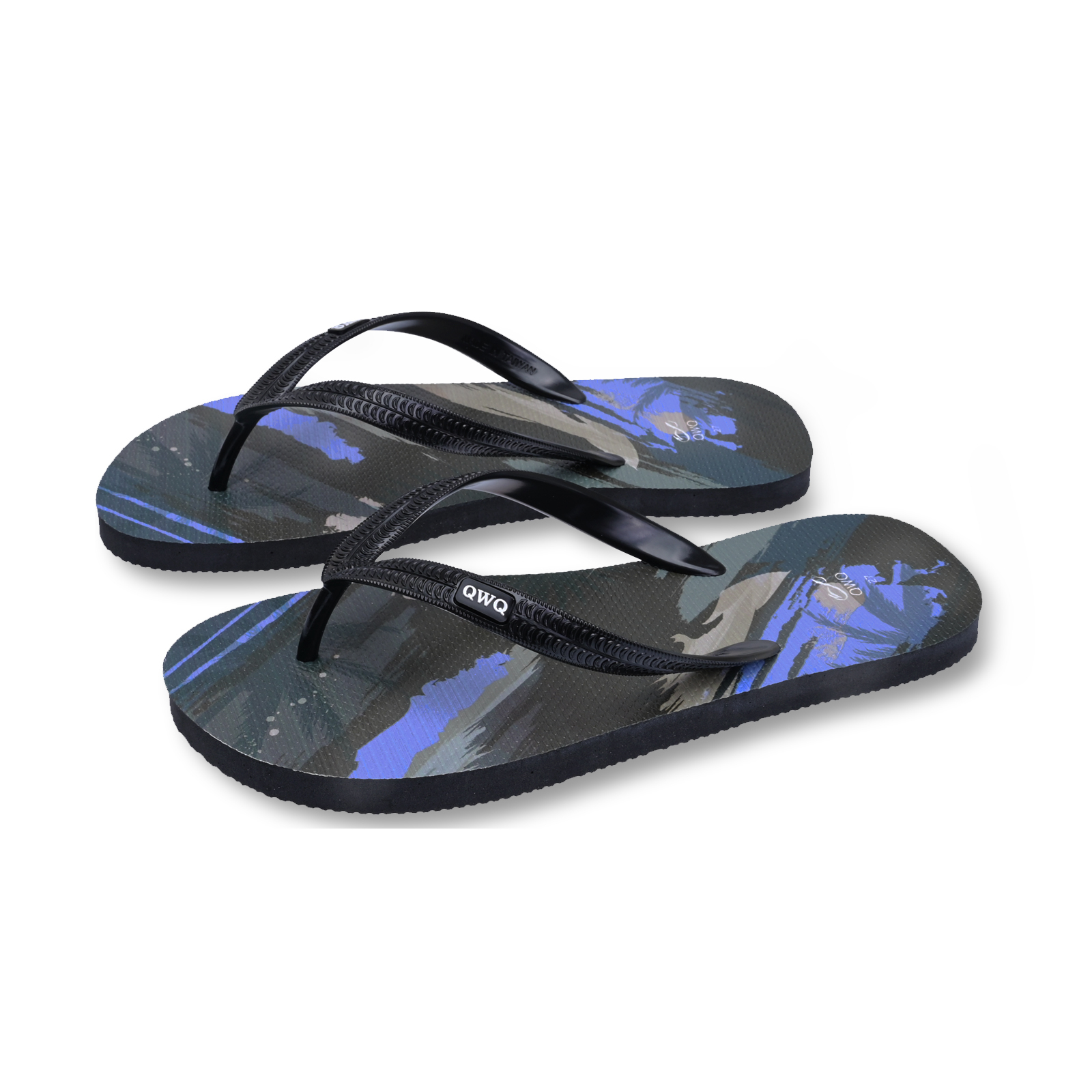 仲夏之夜 黑色 插圖男款夾腳拖鞋 Joyful 就苡系列