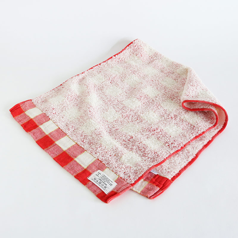 KONTEX 格紋今治面巾 紅色