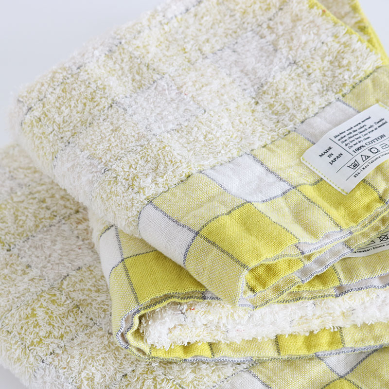 KONTEX 格紋今治浴巾 黃色