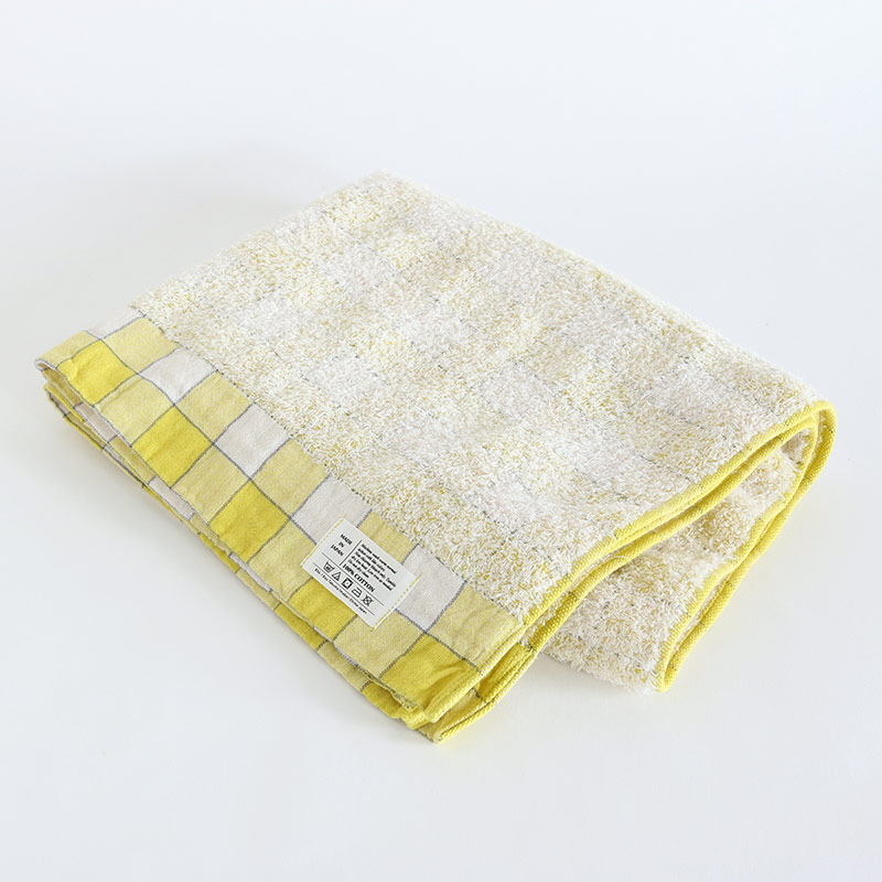 KONTEX 格紋今治浴巾 黃色