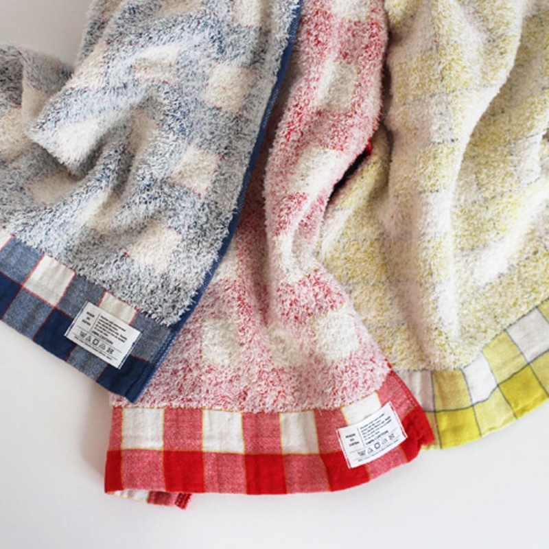 KONTEX 格紋今治面巾 紅色