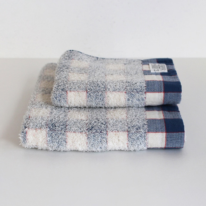 KONTEX 格紋今治面巾 藍色