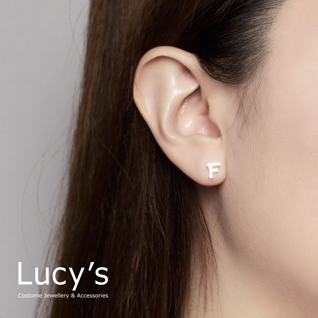 純銀字母系列 | 925純銀 F 單支耳環  (95861)
